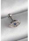 BFS 316L Çelik Gümüş Renk Zirkon Taşlı Göz Tragus Piercing