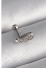 BFS 316L Çelik Gümüş Renk Zirkon Taşlı Kanat Tragus Piercing