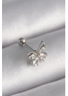 BFS 316L Çelik Gümüş Renk Zirkon Taşlı Kelebek Tragus Piercing