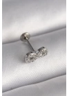 BFS 316L Çelik Gümüş Renk Zirkon Taşlı Sonsuzluk Model Tragus Piercing