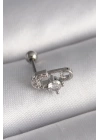BFS 316L Çelik Gümüş Renk Zirkon Taşlı Toplu İğne Tragus Piercing