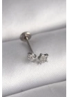 BFS 316L Çelik Gümüş Renk Zirkon Taşlı Yıldız Model Tragus Piercing