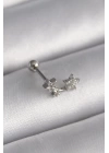BFS 316L Çelik Gümüş Renk Zirkon Taşlı Yıldız Tragus Piercing