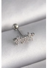 BFS 316L Çelik Gümüş Renk Zirkon Taşlı Yonca Tragus Piercing