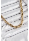 BFS 316L Çelik Halat Model Gold Renk Kadın Kolye