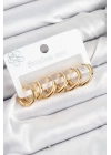 BFS 316L Çelik Halka Model Gold Renk 3lü Set Kadın Küpe