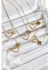 BFS 316L Çelik Kalp Detaylı Gold Renk Harf Kolye 24lü Paket Kolye