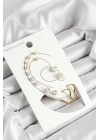 BFS 316L Çelik Kalp Figürlü Ve Zirkon Taşlı Gold Renk 7li Çift Kadın Küpe Set