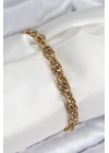 BFS 316L Çelik Klasik Dövme Halat Zincir Model Gold Renk Kadın Bileklik