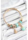 BFS 316L Çelik Mavi İstiridye Model Gold Renk Charm Bileklik