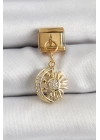 BFS 316L Çelik Sallantılı Zirkon Taşlı Ay Ve Güneş Model Gold Renk Nomination Charm