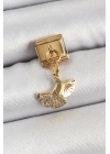 BFS 316L Çelik Sallantılı Zirkon Taşlı Balık Kuyruğu Model Gold Renk Nomination Charm