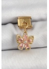 BFS 316L Çelik Sallantılı Zirkon Taşlı Çiçek Figürlü Kelebek Model Gold Renk Nomination Charm