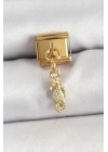 BFS 316L Çelik Sallantılı Zirkon Taşlı Çiçek Model Gold Renk Nomination Charm