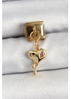 BFS 316L Çelik Sallantılı Zirkon Taşlı Eriyen Kalp Model Gold Renk Nomination Charm