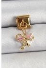BFS 316L Çelik Sallantılı Zirkon Taşlı Fiyonk Model Gold Renk Nomination Charm