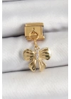 BFS 316L Çelik Sallantılı Zirkon Taşlı Fiyonk Model Gold Renk Nomination Charm