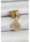 BFS 316L Çelik Sallantılı Zirkon Taşlı Hayat Ağacı Model Gold Renk Nomination Charm