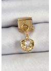 BFS 316L Çelik Sallantılı Zirkon Taşlı İstiridye Model Gold Renk Nomination Charm
