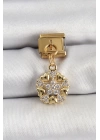 BFS 316L Çelik Sallantılı Zirkon Taşlı Kalp Detaylı Yıldz Model Gold Renk Nomination Charm