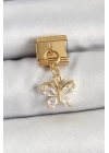 BFS 316L Çelik Sallantılı Zirkon Taşlı Kelebek Model Gold Renk Nomination Charm