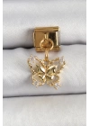 BFS 316L Çelik Sallantılı Zirkon Taşlı Kelebek Model Gold Renk Nomination Charm
