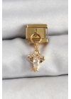 BFS 316L Çelik Sallantılı Zirkon Taşlı Yengeç Model Gold Renk Nomination Charm