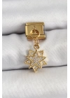 BFS 316L Çelik Sallantılı Zirkon Taşlı Yıldız Model Gold Renk Nomination Charm