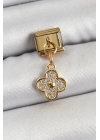 BFS 316L Çelik Sallantılı Zirkon Taşlı Yonca Model Gold Renk Nomination Charm