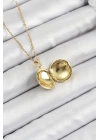 BFS 316L Çelik Zincir Açılabilir Sanatsal Vintage Çiçek Model Gold Renk Kadın Kolye