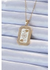 BFS 316L Çelik Zincir Altın Renk Mineli Zirkon Taşlı Göz Figür Tarot Kolye