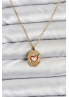 BFS 316L Çelik Zincir Gold Renk Kalp Figürlü Kadın Kolye