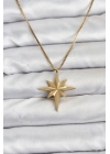 BFS 316L Çelik Zincir Gold Renk Kutup Yıldızı Model 60 cm Zincir Kadın Kolye