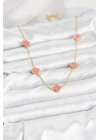 BFS 316L Çelik Zincir Gold Renk Pembe Baby Boy Yonca Kadın Kolye