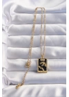 BFS 316L Çelik Zincir Gold Renk Sonsuzluk Detay Zirkon Taşlı Tarot Kolye