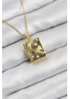 BFS 316L Çelik Zirkon Taşlı Açılabilr Kapaklı Kitap Model Gold Renk Kadın Kolye