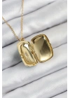 BFS 316L Çelik Zirkon Taşlı Açılabilr Kapaklı Kutup Yıldzı Model Gold Renk Kadın Kolye