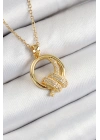 BFS 316L Çelik Zirkon Taşlı Düğüm Model Gold Renk Kadın Kolye