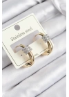 BFS 316L Çelik Zirkon Taşlı Halka Model Gold Renk Kadın Küpe