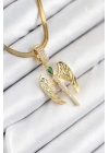 BFS 316L Çelik Zirkon Taşlı Melek Model Gold Renk Kadın Kolye