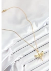 BFS 316L Çelik Zirkon Taşlı Melek Model Gold Renk Kadın Kolye