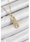 BFS 316L Çelik Zirkon Taşlı Messika Model Gold Renk Kadın Kolye