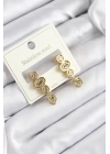BFS 316L Çelik Zirkon Taşlı Sallantılı Geometrik Model Gold Renk Kadın Küpe