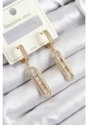 BFS 316L Çelik Zirkon Taşlı Sallantılı Messika Model Gold Renk Kadın Küpe