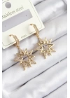 BFS 316L Çelik Zirkon Taşlı Sallantılı Yıldız Model Gold Renk Kadın Küpe