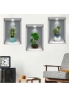 BFS  3D Çiçek Vazo Duvar Sticker 3 lü Set GRİ Fon