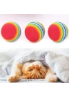 BFS  3lü Gökkuşağı Sünger Kedi Köpek Çiğneme Oyun Topu 4,2 cm