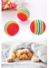 BFS  3lü Gökkuşağı Sünger Kedi Köpek Çiğneme Oyun Topu 4,2 cm