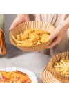 BFS  50 Adet 20 cm Air Fryer Pişirme Kağıdı Tek Kullanımlık Yağ Geçirmez Yuvarlak Tabak Model PVC