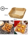 BFS 50 Adet Air Fryer Pişirme Kağıdı Tek Kullanımlık Hava Fritöz Yağ Geçirmez Yapışmaz Kare Tabak Model
